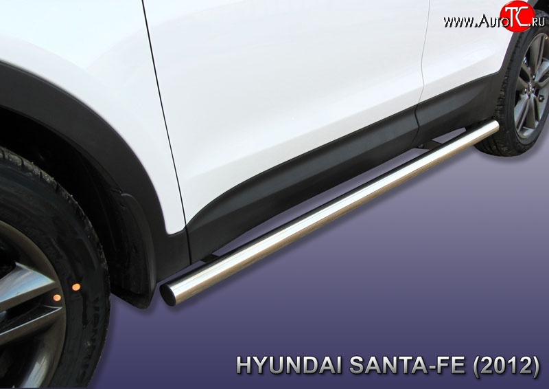 14 799 р. Защита порогов из круглой трубы диаметром 57 мм Slitkoff Hyundai Santa Fe DM дорестайлинг (2012-2016) (Нержавейка, Полированная)  с доставкой в г. Кемерово