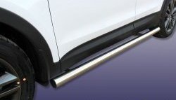 Защита порогов из круглой трубы диаметром 76 мм Slitkoff Hyundai Santa Fe  DM (2012-2016) дорестайлинг