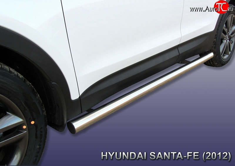 17 699 р. Защита порогов из круглой трубы диаметром 76 мм Slitkoff  Hyundai Santa Fe  DM (2012-2016) дорестайлинг (Нержавейка, Полированная)  с доставкой в г. Кемерово