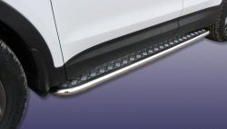 Широкая защита порогов с трубой диаметром 42 мм Slitkoff Hyundai Santa Fe  DM (2012-2016) дорестайлинг