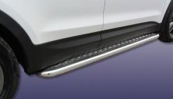 Широкая защита порогов с трубой диаметром 57 мм Slitkoff Hyundai Santa Fe  DM (2012-2016) дорестайлинг
