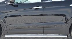 70 999 р. Защита порогов из круглой трубы диаметром 63 мм Russtal Hyundai Santa Fe DM дорестайлинг (2012-2016) (Защита порогов с со скосами на торцах (вариант 1))  с доставкой в г. Кемерово. Увеличить фотографию 2