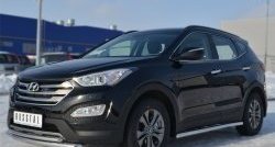 70 999 р. Защита порогов из круглой трубы диаметром 63 мм Russtal Hyundai Santa Fe DM дорестайлинг (2012-2016) (Защита порогов с со скосами на торцах (вариант 1))  с доставкой в г. Кемерово. Увеличить фотографию 9