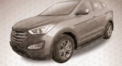 13 349 р. Алюминиевые пороги Slitkoff Optima Black Hyundai Santa Fe DM дорестайлинг (2012-2016)  с доставкой в г. Кемерово. Увеличить фотографию 2