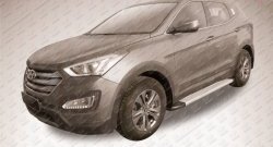 13 349 р. Алюминиевые пороги Slitkoff Optima Silver  Hyundai Santa Fe  DM (2012-2016) дорестайлинг  с доставкой в г. Кемерово. Увеличить фотографию 2
