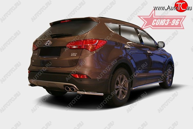 8 459 р. Защита заднего бампера из боковых уголков Souz-96 (d42) Hyundai Santa Fe DM дорестайлинг (2012-2016)  с доставкой в г. Кемерово