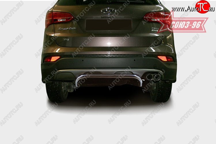 9 539 р. Защита заднего бампера Souz-96 (d42) Hyundai Santa Fe DM дорестайлинг (2012-2016)  с доставкой в г. Кемерово