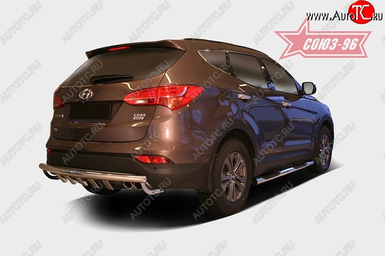 12 599 р. Защита заднего бампера с элементами из профиля Souz-96 (d60) Hyundai Santa Fe DM дорестайлинг (2012-2016)  с доставкой в г. Кемерово