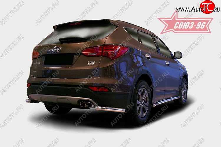 9 539 р. Защита заднего бампера из боковых уголков Souz-96 (d60) Hyundai Santa Fe DM дорестайлинг (2012-2016)  с доставкой в г. Кемерово