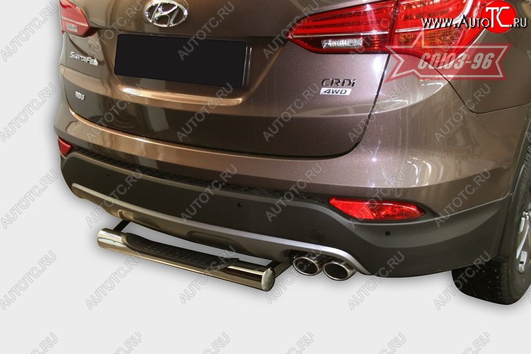 1 249 р. Защита заднего бампера с проступью Souz-96 (d76) Hyundai Santa Fe DM дорестайлинг (2012-2016)  с доставкой в г. Кемерово