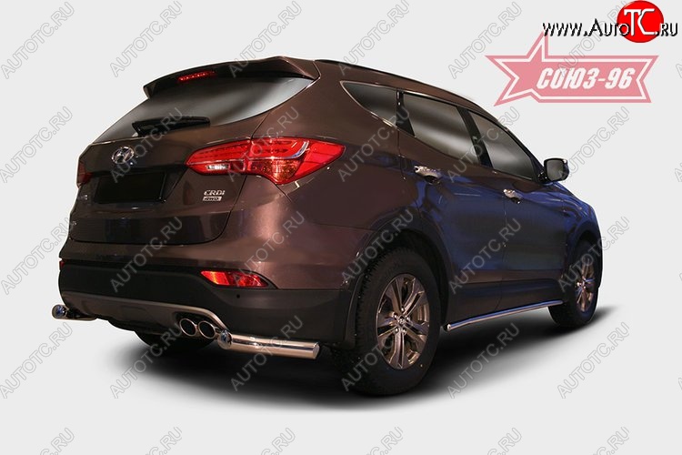 11 159 р. Защита заднего бампера из боковых уголков Souz-96 (d76) Hyundai Santa Fe DM дорестайлинг (2012-2016)  с доставкой в г. Кемерово