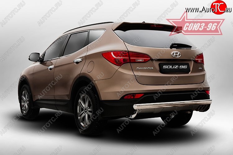 12 419 р. Овальная защита заднего бампера диаметром 75х42 мм Souz-96 Hyundai Santa Fe DM дорестайлинг (2012-2016)  с доставкой в г. Кемерово