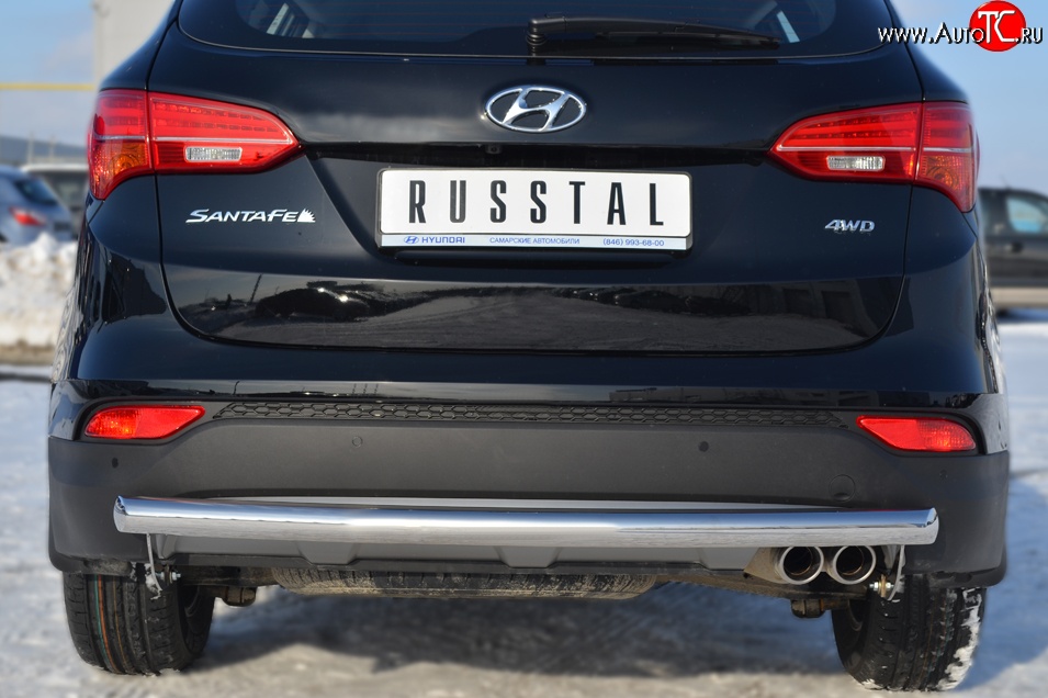 15 949 р. Одинарная защита заднего бампера из трубы диаметром 63 мм SLITKOFF  Hyundai Santa Fe  DM (2012-2016) дорестайлинг  с доставкой в г. Кемерово