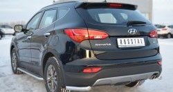 12 999 р. Защита заднего бампера (Ø63 мм уголки, нержавейка) SLITKOFF  Hyundai Santa Fe  DM (2012-2016) дорестайлинг  с доставкой в г. Кемерово. Увеличить фотографию 4