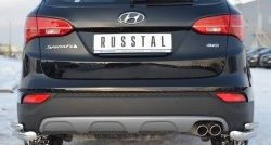 16 999 р. Защита заднего бампера (2 трубы Ø63 и 42 мм уголки, нержавейка) SLITKOFF  Hyundai Santa Fe  DM (2012-2016) дорестайлинг  с доставкой в г. Кемерово. Увеличить фотографию 2