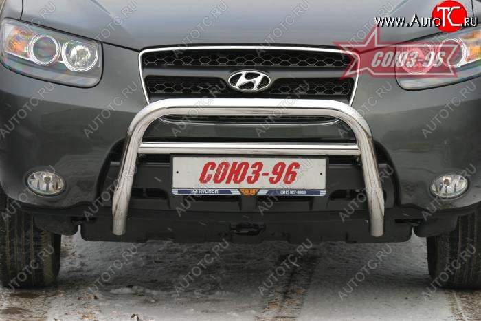11 609 р. Защита переднего бампера Souz-96 (d60) Hyundai Santa Fe CM дорестайлинг (2006-2009)  с доставкой в г. Кемерово
