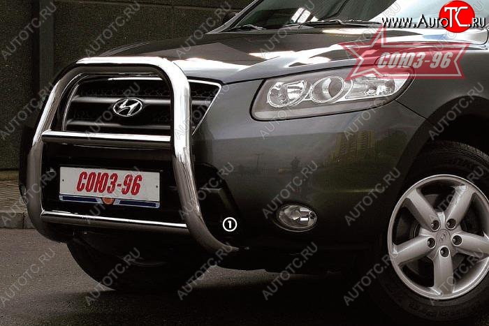 19 394 р. Защита переднего бампера Souz-96 (d76) Hyundai Santa Fe CM дорестайлинг (2006-2009)  с доставкой в г. Кемерово