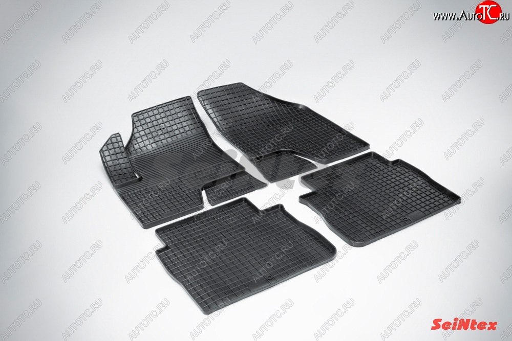 3 299 р. Износостойкие коврики в салон с рисунком Сетка SeiNtex Premium 4 шт. (резина)  Hyundai Santa Fe  CM (2006-2009) дорестайлинг  с доставкой в г. Кемерово