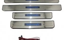 3 149 р. Накладки на порожки автомобиля СТ Hyundai Santa Fe CM рестайлинг (2009-2012)  с доставкой в г. Кемерово. Увеличить фотографию 2