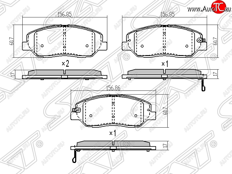 1 199 р. Колодки тормозные SAT (передние) Hyundai Santa Fe CM рестайлинг (2009-2012)  с доставкой в г. Кемерово
