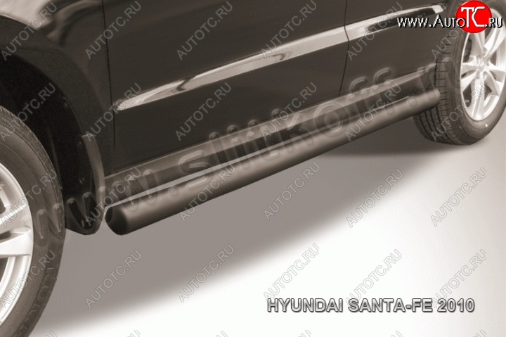 10 899 р. Защита порогов из трубы d76 Slitkoff  Hyundai Santa Fe  CM (2009-2012) рестайлинг (Цвет: серебристый)  с доставкой в г. Кемерово