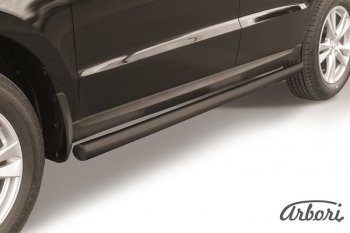 6 299 р. Защита штатных порогов Arbori (черная, d57 mm). Hyundai Santa Fe CM рестайлинг (2009-2012)  с доставкой в г. Кемерово. Увеличить фотографию 1