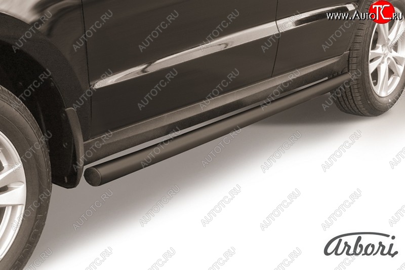 6 299 р. Защита штатных порогов Arbori (черная, d57 mm). Hyundai Santa Fe CM рестайлинг (2009-2012)  с доставкой в г. Кемерово