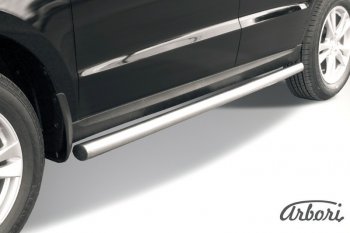 11 969 р. Защита штатных порогов Arbori (нержавейка, d57 mm). Hyundai Santa Fe CM рестайлинг (2009-2012)  с доставкой в г. Кемерово. Увеличить фотографию 1