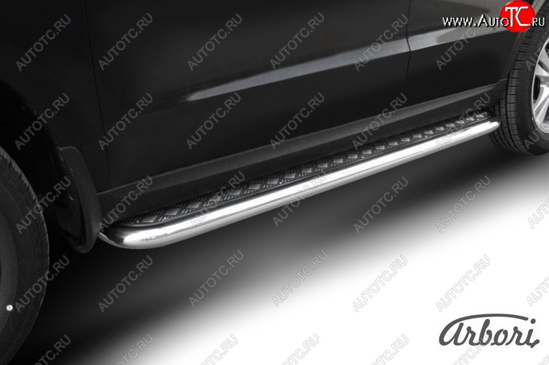15 569 р. Защита штатных порогов с листом Arbori (нержавейка, алюминий, d57) Hyundai Santa Fe CM рестайлинг (2009-2012)  с доставкой в г. Кемерово