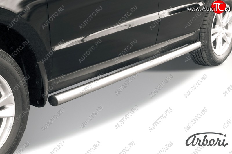 11 969 р. Защита штатных порогов Arbori (нержавейка, d57 mm). Hyundai Santa Fe CM рестайлинг (2009-2012)  с доставкой в г. Кемерово