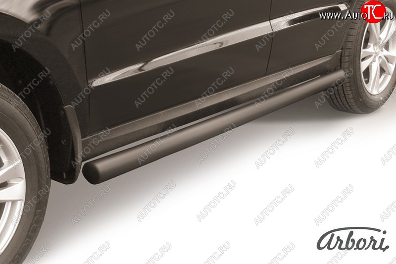 6 749 р. Защита штатных порогов Arbori (черная, d76 mm). Hyundai Santa Fe CM рестайлинг (2009-2012)  с доставкой в г. Кемерово