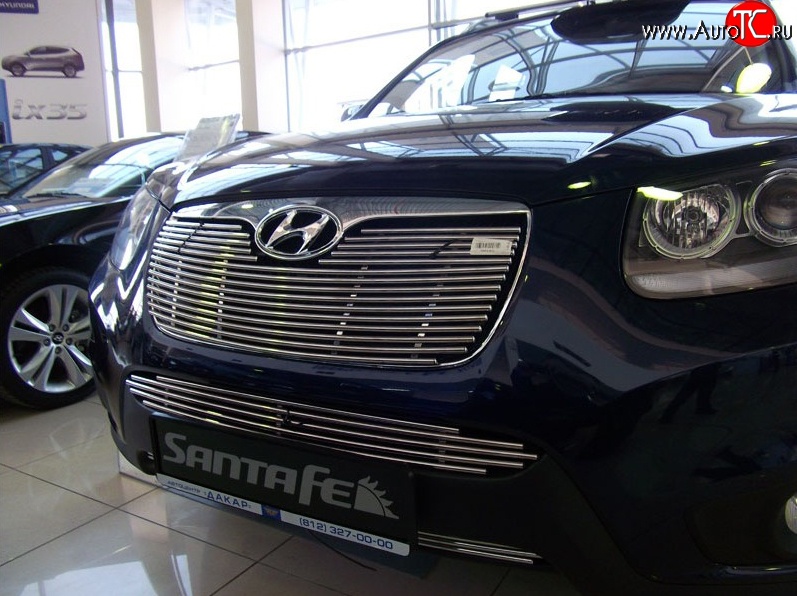 5 999 р. Декоративная вставка воздухозаборника (рестайлинг) Berkut Hyundai Santa Fe CM рестайлинг (2009-2012)  с доставкой в г. Кемерово
