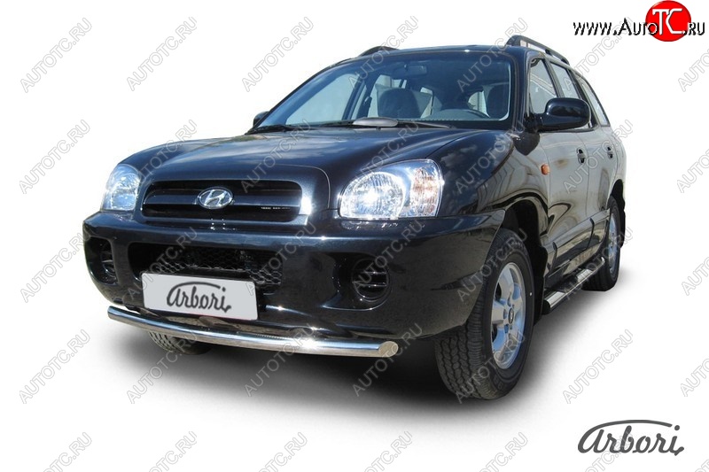 12 149 р. Защита переднего бампера Arbori (нержавейка, 1 труба d57 mm).  Hyundai Santa Fe  CM (2009-2012) рестайлинг  с доставкой в г. Кемерово