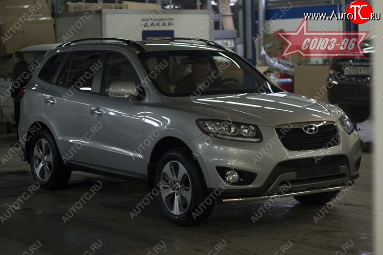11 969 р. Защита переднего бампера одинарная Souz-96 (d42).  Hyundai Santa Fe  CM (2009-2012) рестайлинг  с доставкой в г. Кемерово