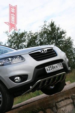 17 324 р. Защита переднего бампера с профилем Souz-96 (d42)  Hyundai Santa Fe  CM (2009-2012) рестайлинг  с доставкой в г. Кемерово. Увеличить фотографию 2