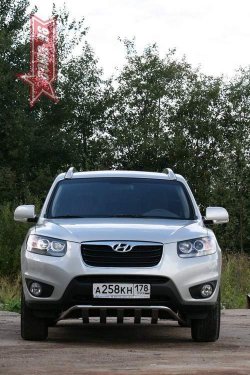 17 324 р. Защита переднего бампера с профилем Souz-96 (d42)  Hyundai Santa Fe  CM (2009-2012) рестайлинг  с доставкой в г. Кемерово. Увеличить фотографию 4