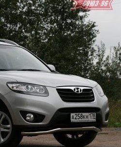 12 689 р. Защита переднего бампера одинарная Souz-96 (d60)  Hyundai Santa Fe  CM (2009-2012) рестайлинг  с доставкой в г. Кемерово. Увеличить фотографию 3