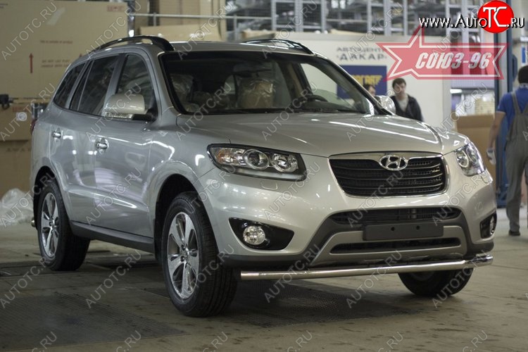 13 229 р. Защита переднего бампера одинарная Souz-96 (d60)  Hyundai Santa Fe  CM (2009-2012) рестайлинг  с доставкой в г. Кемерово