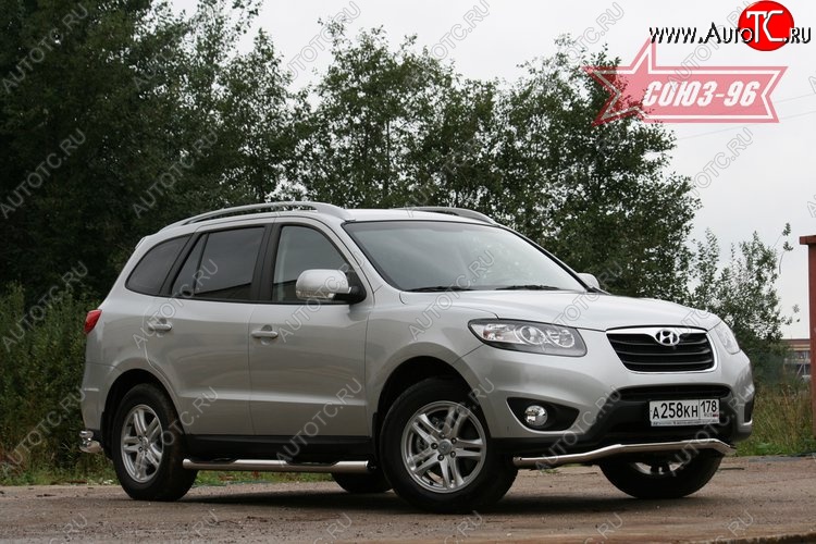 12 689 р. Защита переднего бампера одинарная Souz-96 (d60)  Hyundai Santa Fe  CM (2009-2012) рестайлинг  с доставкой в г. Кемерово