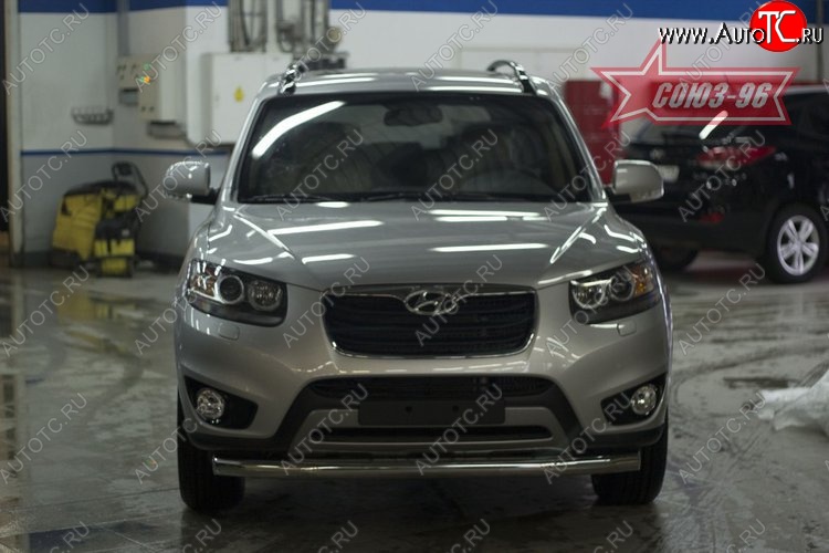 13 814 р. Защита переднего бампера одинарная Souz-96 (d76)  Hyundai Santa Fe  CM (2009-2012) рестайлинг  с доставкой в г. Кемерово