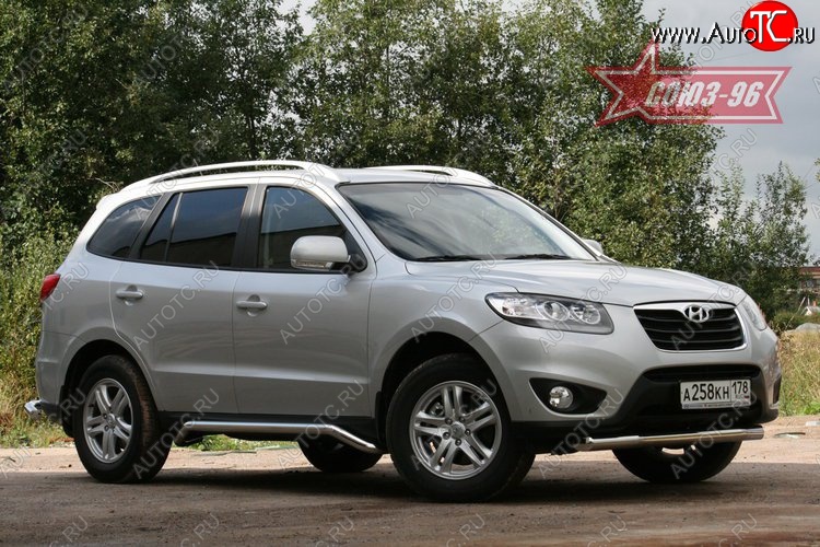 13 229 р. Защита переднего бампера одинарная Souz-96 (d76)  Hyundai Santa Fe  CM (2009-2012) рестайлинг  с доставкой в г. Кемерово