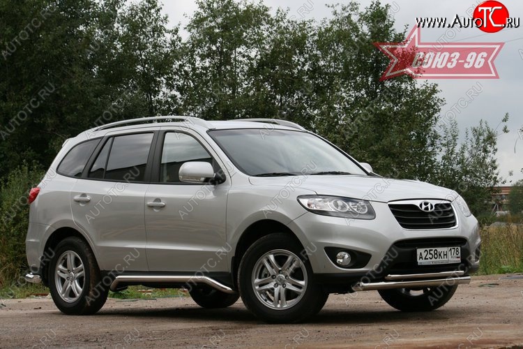 16 514 р. Защита переднего бампера двойная Souz-96 (d76/42)  Hyundai Santa Fe  CM (2009-2012) рестайлинг  с доставкой в г. Кемерово