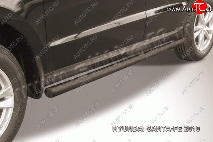 9 999 р. Защита порогов из трубы d57 Slitkoff Hyundai Santa Fe CM рестайлинг (2009-2012) (Цвет: серебристый)  с доставкой в г. Кемерово