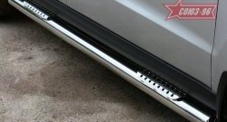 17 954 р. Защита порогов с двумя декоративными элементами Souz-96 (d76)  Hyundai Santa Fe  CM (2009-2012) рестайлинг  с доставкой в г. Кемерово. Увеличить фотографию 2