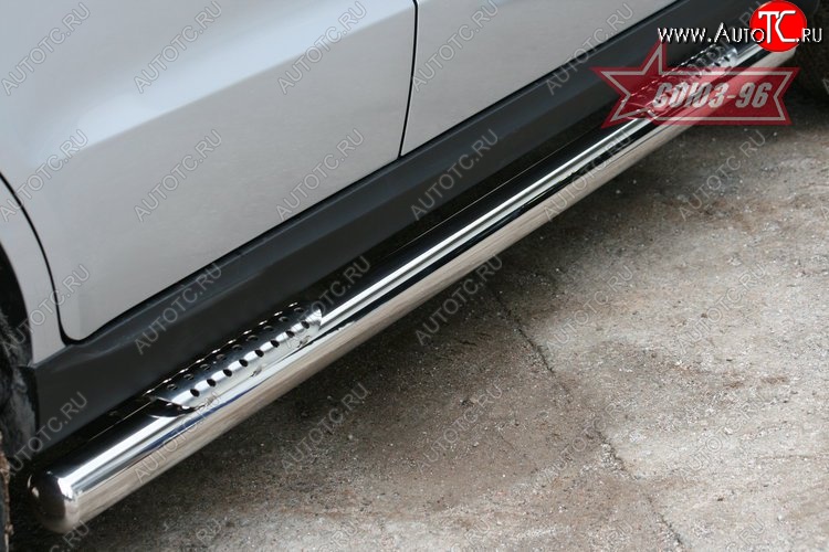 17 954 р. Защита порогов с двумя декоративными элементами Souz-96 (d76)  Hyundai Santa Fe  CM (2009-2012) рестайлинг  с доставкой в г. Кемерово