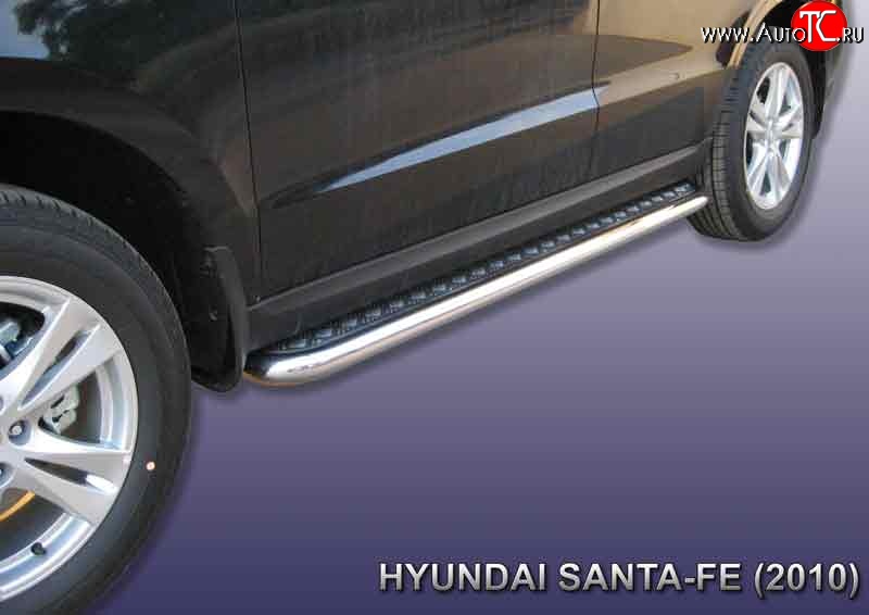 18 949 р. Широкая защита порогов Slitkoff  Hyundai Santa Fe  CM (2009-2012) рестайлинг  с доставкой в г. Кемерово