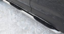 Защита порогов с пластиковыми вставками для ног из круглой трубы диаметром 76 мм Russtal Hyundai Santa Fe CM рестайлинг (2009-2012)