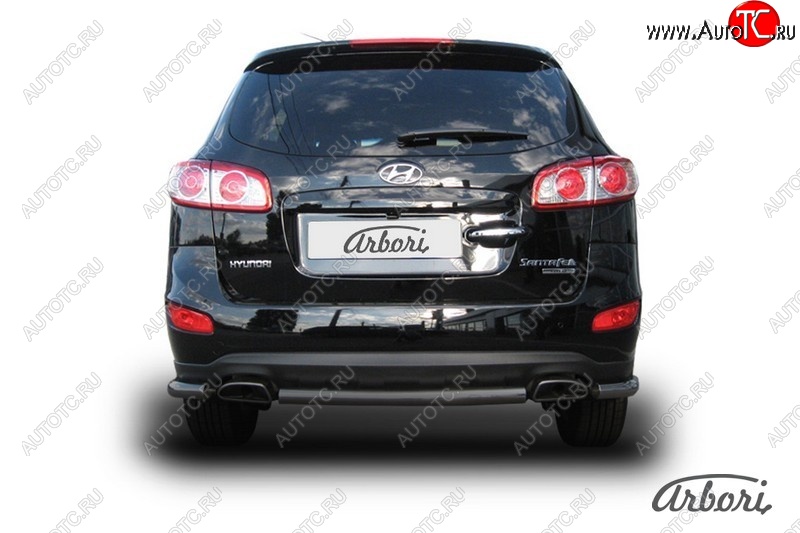 6 749 р. Защита заднего бампера Arbori (черная, 1 труба d57 mm).  Hyundai Santa Fe  CM (2009-2012) рестайлинг  с доставкой в г. Кемерово