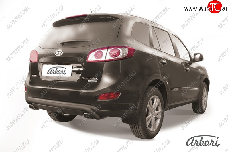 6 749 р. Защита заднего бампера Arbori (скоба, черная, 1 труба d57 mm).  Hyundai Santa Fe  CM (2009-2012) рестайлинг  с доставкой в г. Кемерово