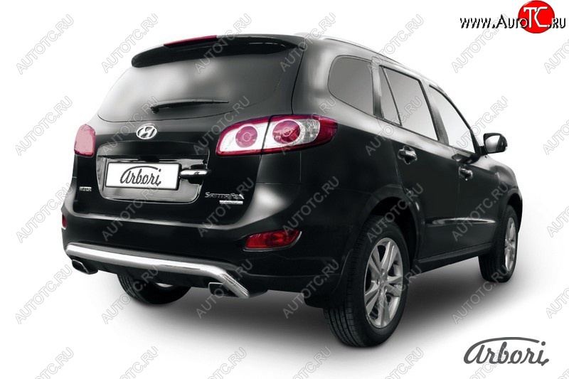 12 779 р. Защита заднего бампера Arbori (скоба, нержавейка, 1 труба d57 mm).  Hyundai Santa Fe  CM (2009-2012) рестайлинг  с доставкой в г. Кемерово